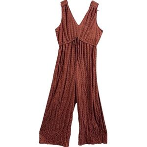 Wide Leg Jumpsuit Summer Vacation Rust Orange Size L Boho